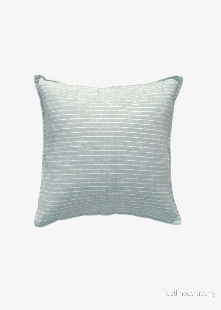 Linen Cushion Pin Stripe Green