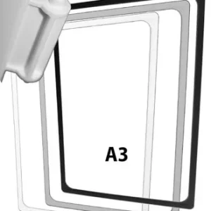 A3-ram, med gångjärnsplast, vit