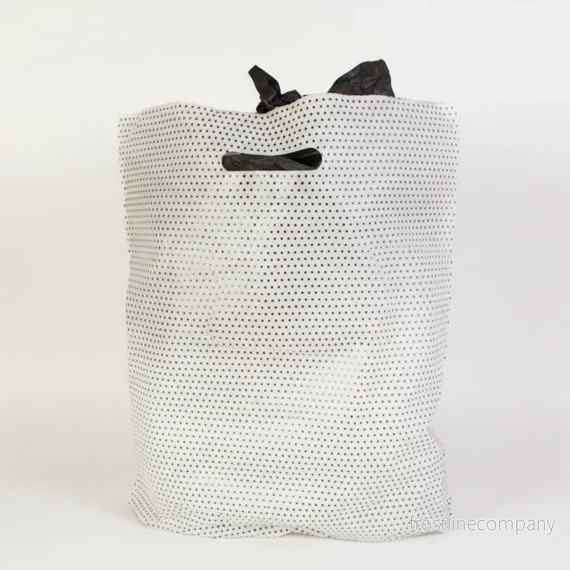 Plastpåse, mellan, vit med svarta prickar, H 45 cm