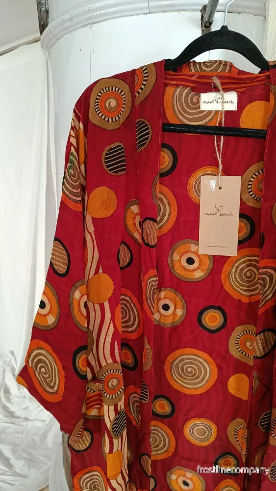 Lång kimono med fickor - vintage silke nr 12 - Bild 2