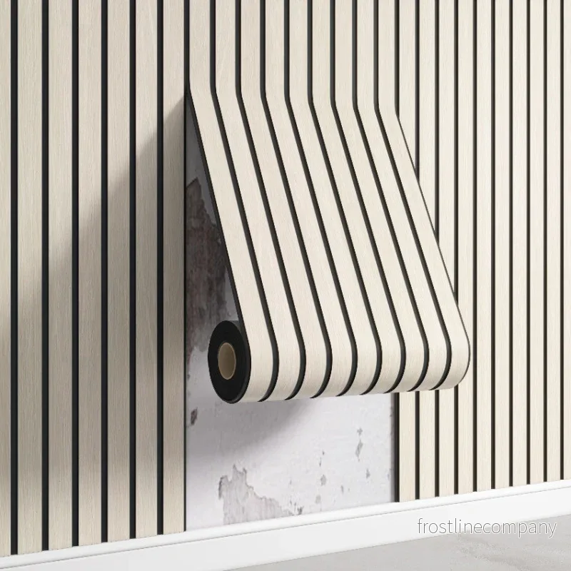 3D Väggpanel självhäftande – Träribbor akustikpanel 40×300 cm