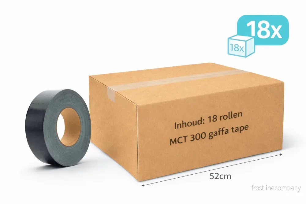18x MegaTape MCT 300 · Gaffatejp · 50 mm · svart · rulle 50 m