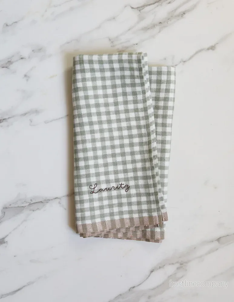Gingham linen Napkin Green - Bild 3