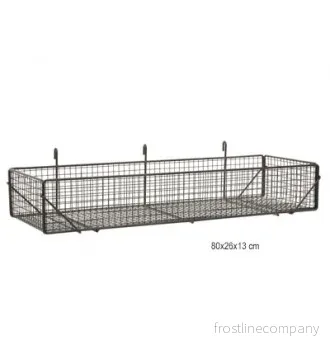 Trådkorg för galler – svart hammarlack, L80 x D26 x H13 cm
