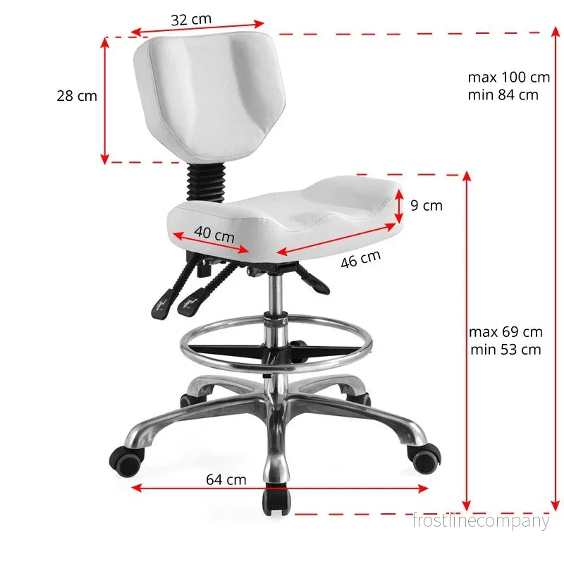 Taburett A-4299 Vit - Justerbar Arbetspall - Bild 2