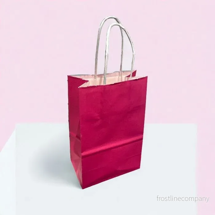 Papperspåse. H 21 cm. Rosa. 50 st.