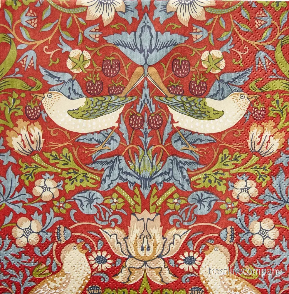 Servetter William Morris Strawberry thief red