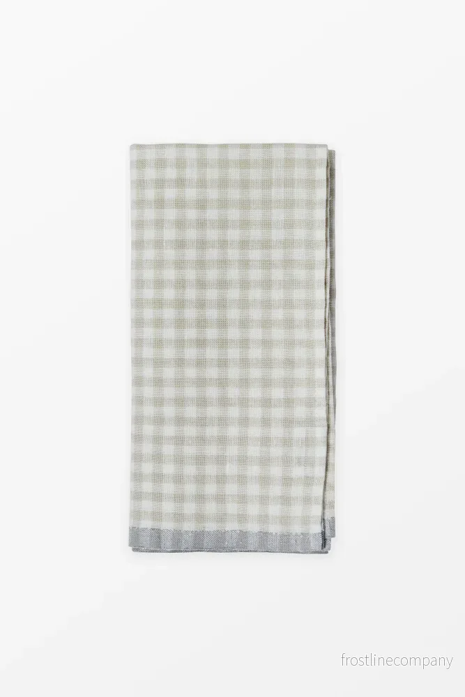Gingham linen Napkin Beige