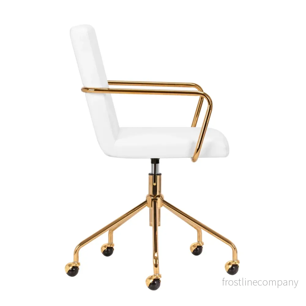 Salongsstol med hjul 4Rico QS-OF211G - Guld/Vit (Taburett) - Bild 3