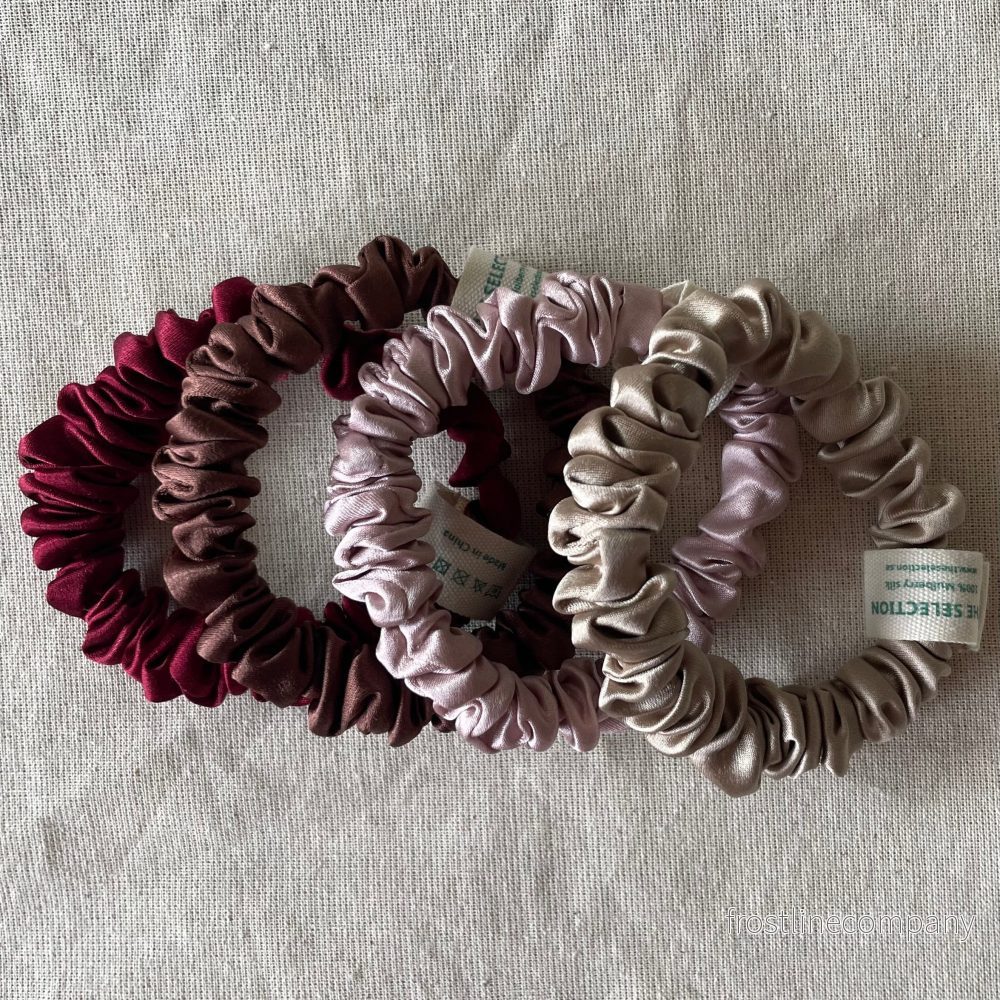 100% 30 momme Silk Slim Scrunchies 4 pack - Bild 2