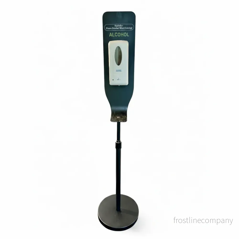 Spriträknare - Dispenser för handsprit / desinfektion och TVÅL på stativ, svart