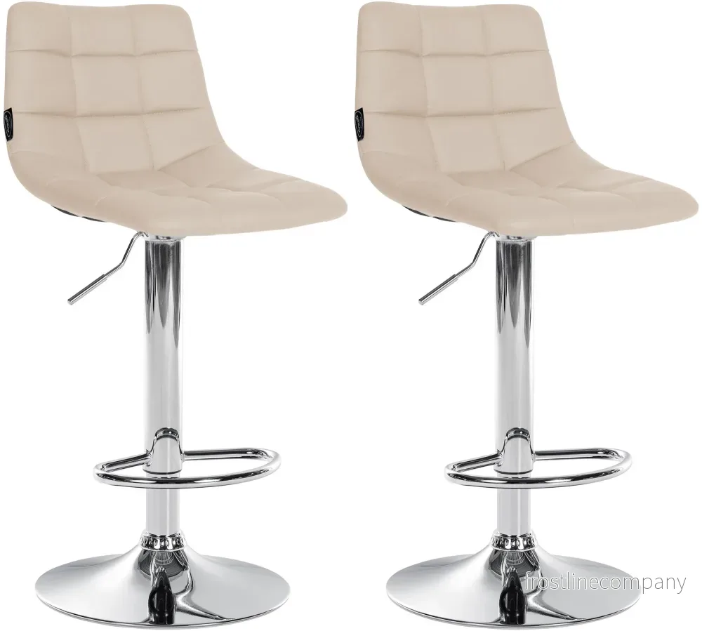 Set med 2 Barstolar med ryggstöd Konstläder Justerbar Vridbar 107 Krämfärgad Set med 2 Barstolar med ryggstöd Konstläder Justerbar Vridbar 107 Krämfärgad