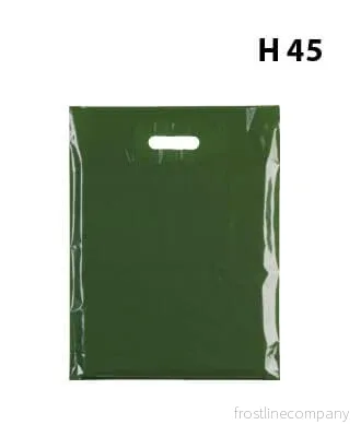 Plastpåse, mellan, oliv, förpackning om 100 st., 45 mikron, B 39 × D/BF 10 × H 45 cm, förstärkta handtag