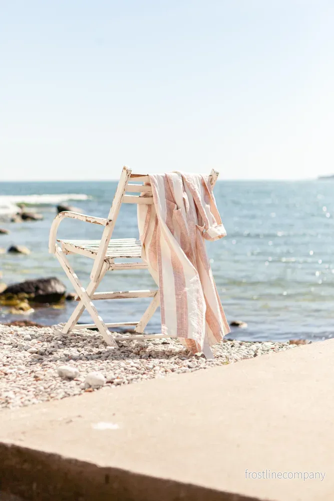 Linen Bathrobe Cabana Stripe Pink - Bild 2