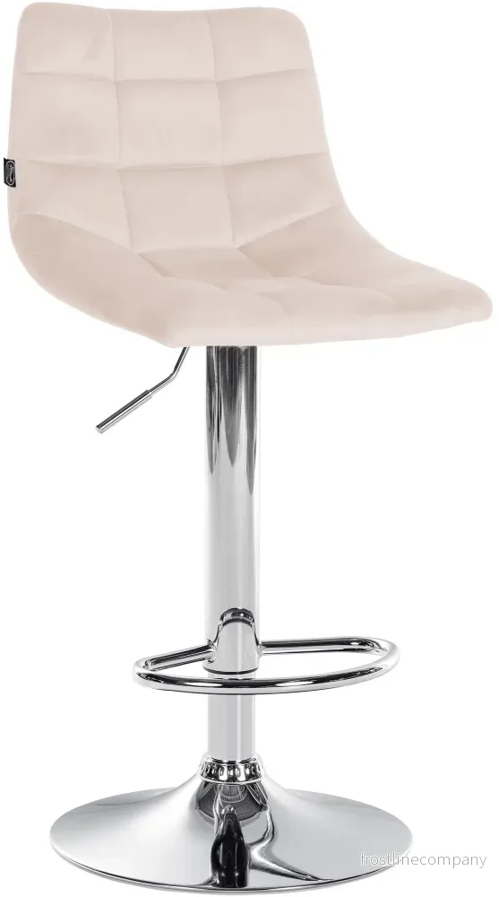 Barstol med ryggstöd Sammet Justerbar Vridbar 107 Beige