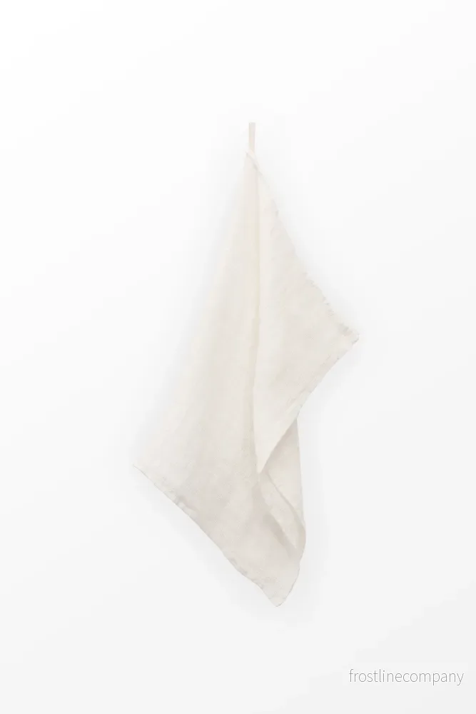 Linen waffle guest towel – White Stripe