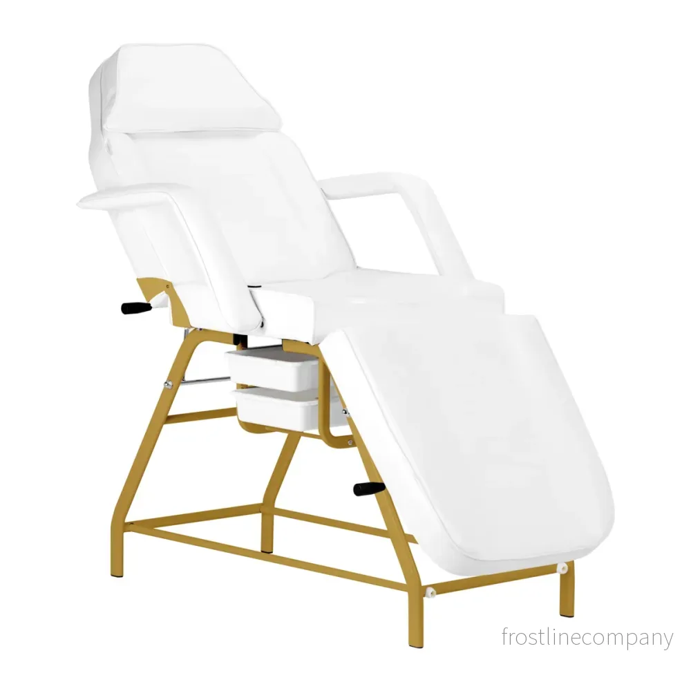 Behandlingsstol 557G med lådor – Guld/Vit Behandlingsstol 557G med lådor – Guld/Vit