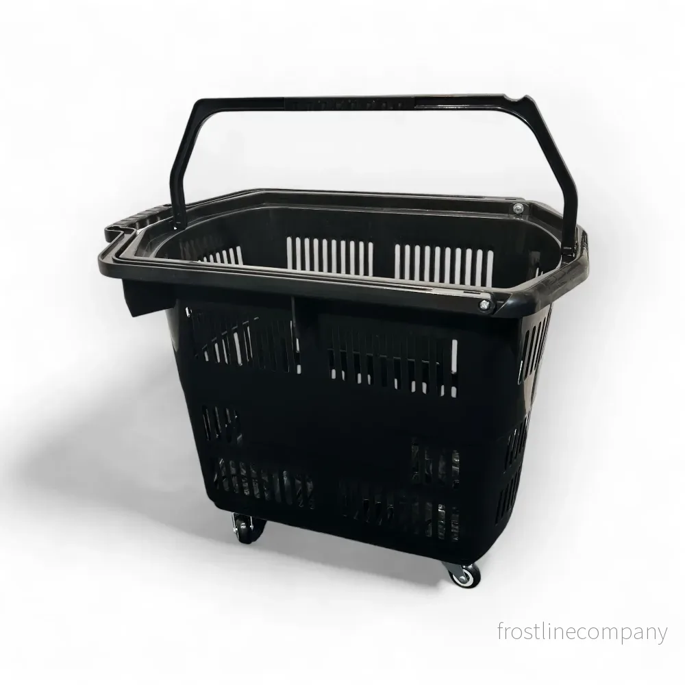 Inköpskorg med hjul och utdragbart handtag – 55 liter, svart