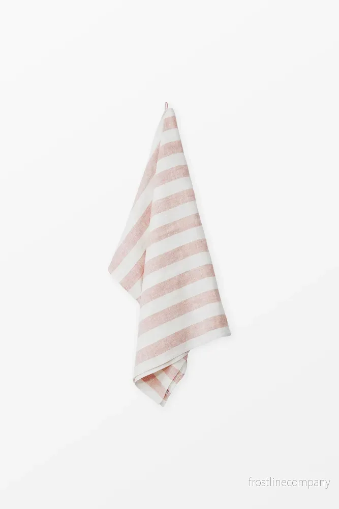 Linen Bath Towel Cabana Stripe Pink Linen Bath Towel Cabana Stripe Pink