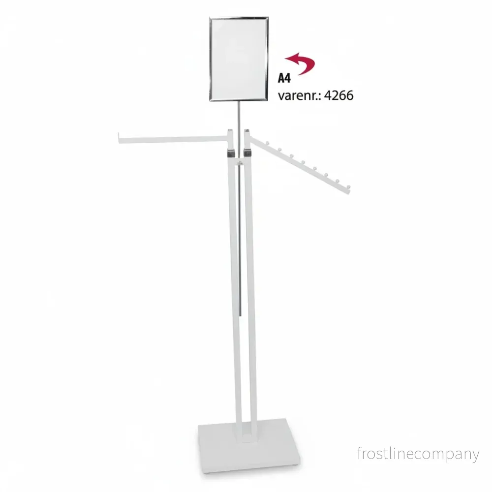 Joystativ, 1 rak arm och 1 sned arm i vitt, höjdjusterbart, med stödfot, vitt stativ, 80 x 39 cm, H125–195 cm