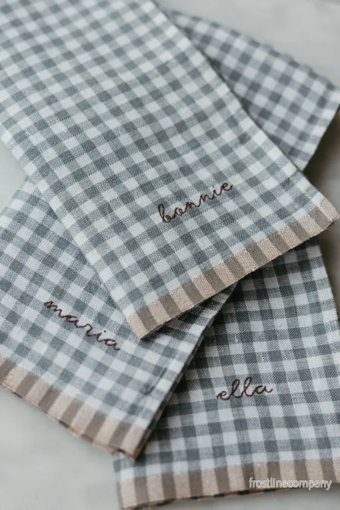 Gingham linen Napkin Blue - Bild 2