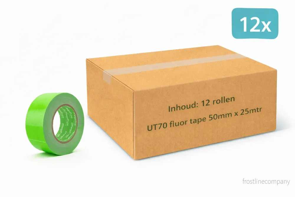 12 st MegaTape UT70 · fluor-gaffatejp · 25 m på rulle · 50 mm · grön