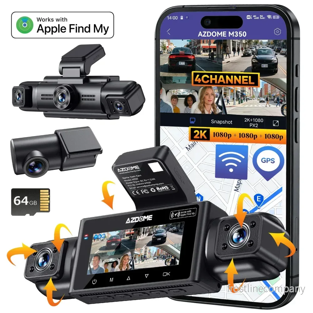 AZDome M350 4CH 2K wifi GPS 64 GB 360 grader bilkamera - Bild 2