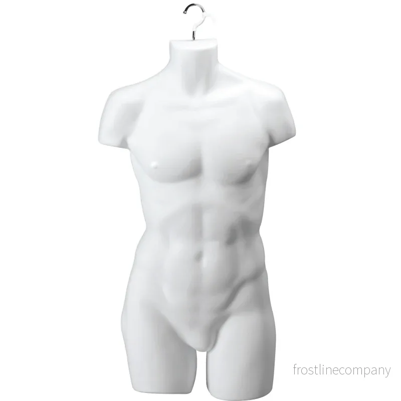 Hängande torso, herr, med front och krok, vit, H86 cm
