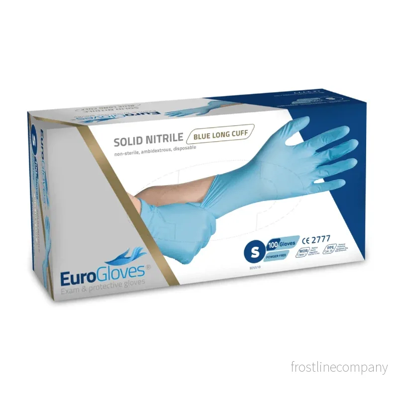EuroGloves Solid Nitrilhandskar Lång Krage Blå – 100 st EuroGloves Solid Nitrilhandskar Lång Krage Blå – 100 st