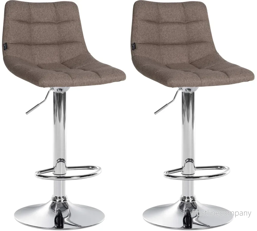 Set med 2 Barstolar med ryggstöd Tyg Justerbar Vridbar 107 Taupe Set med 2 Barstolar med ryggstöd Tyg Justerbar Vridbar 107 Taupe