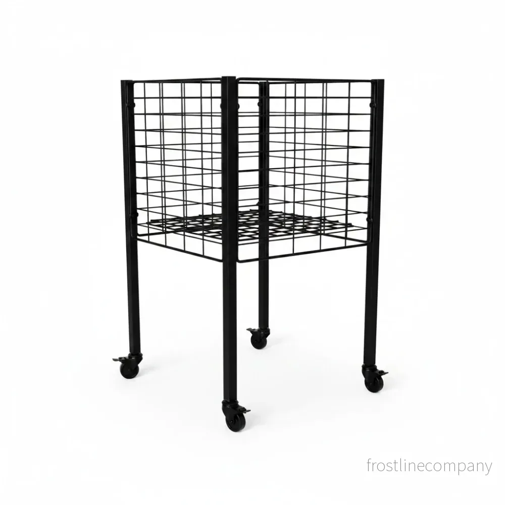 Boxer I säljkorg med hjul och justerbar botten – svart, 50 x 50 x H90 cm - Bild 2