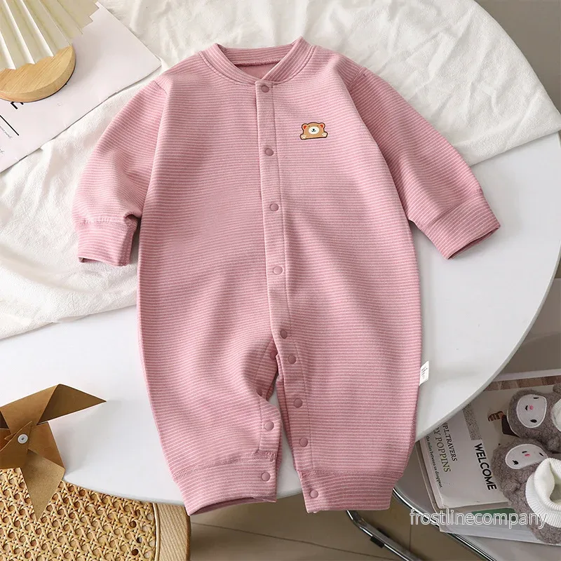 Baby Pyjamas / Sparkdräkt - Dralon Jumpsuit - Randig med Björn - Långärmad - 4 Färger - Bild 3