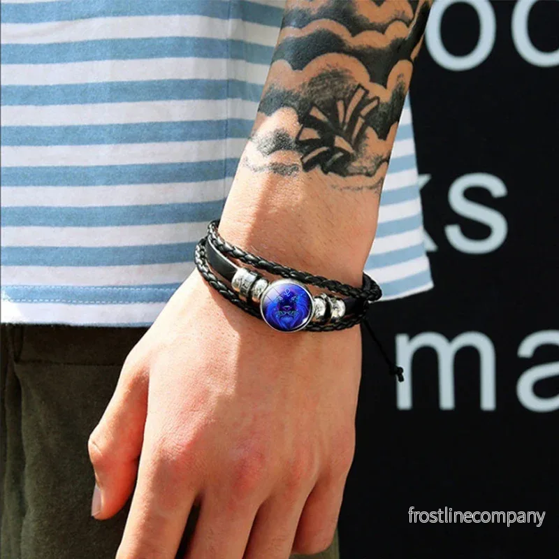Zodiac Armband med Stjärntecken - Lysande Konstellation - Flätat Läderarmband - 12 Motiv - Bild 2