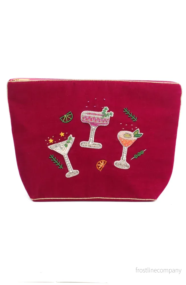 Broderad large sminkväska/necessär drinkar Broderad large sminkväska/necessär drinkar