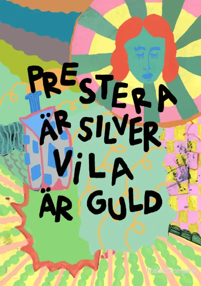 Vykort ”Prestera är silver vila är guld”