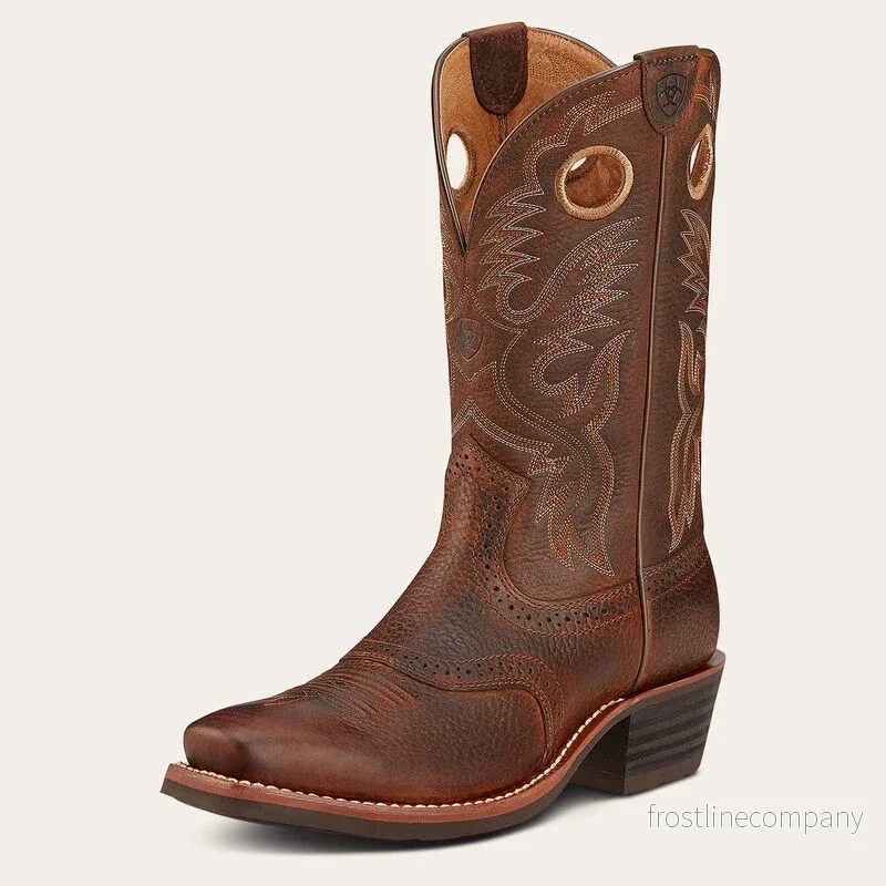 Ariat Heritage Roughstock Square Toe Brown Oiled Rowdy Western Boot Ariat Heritage Roughstock Square Toe Brown Oiled Rowdy Western Boot