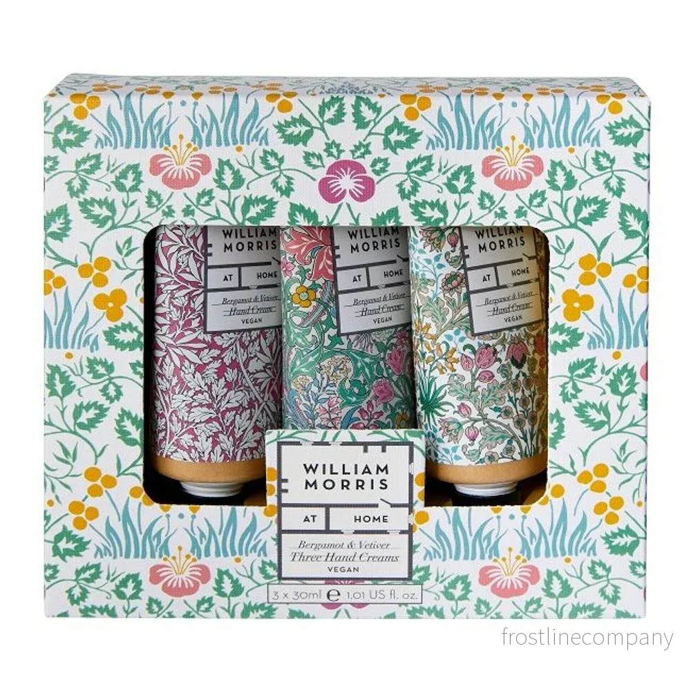 William Morris 3 x handkräm i presentförpackning Bergamott Vetiver