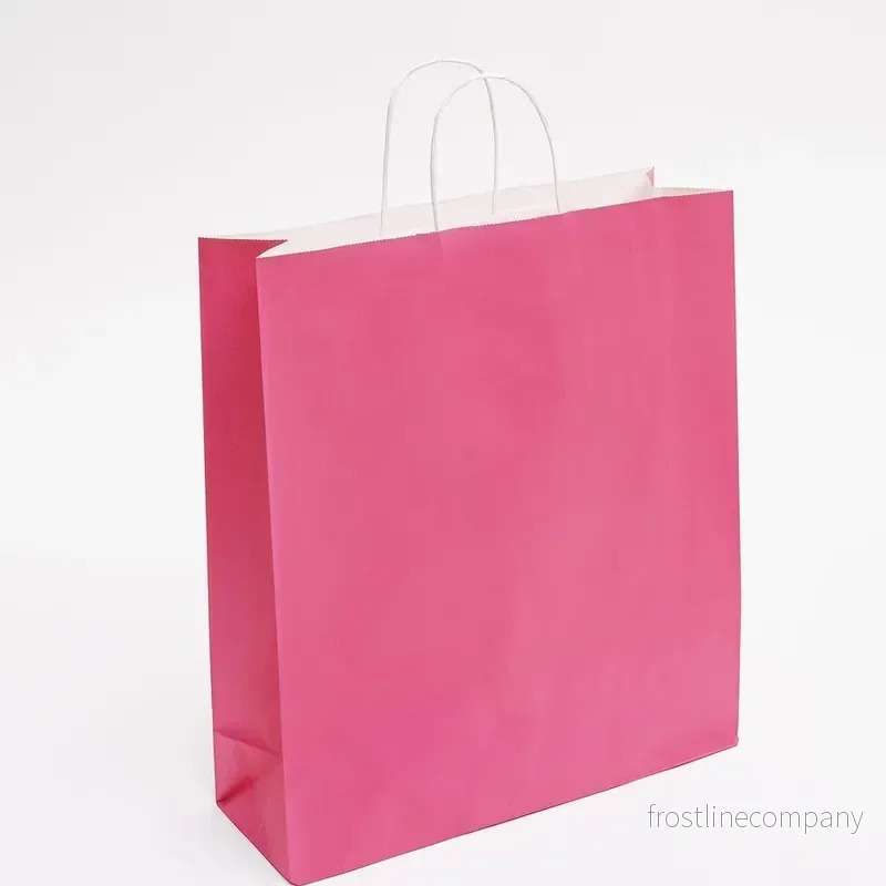 Papperspåse med vridet handtag, rosa, förpackning om 50 st., B 36 x SF 14 x H 41 cm