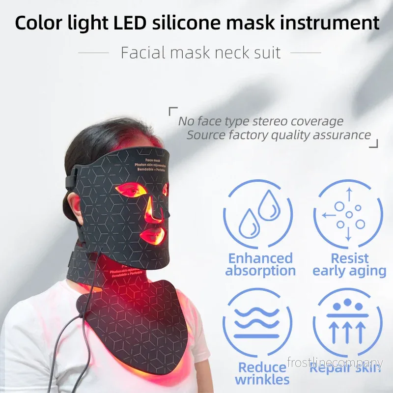 LED Ansiktsmask Silikon + Hals – 4 Färger Röd Blå Gul IR LED Ansiktsmask Silikon + Hals – 4 Färger Röd Blå Gul IR