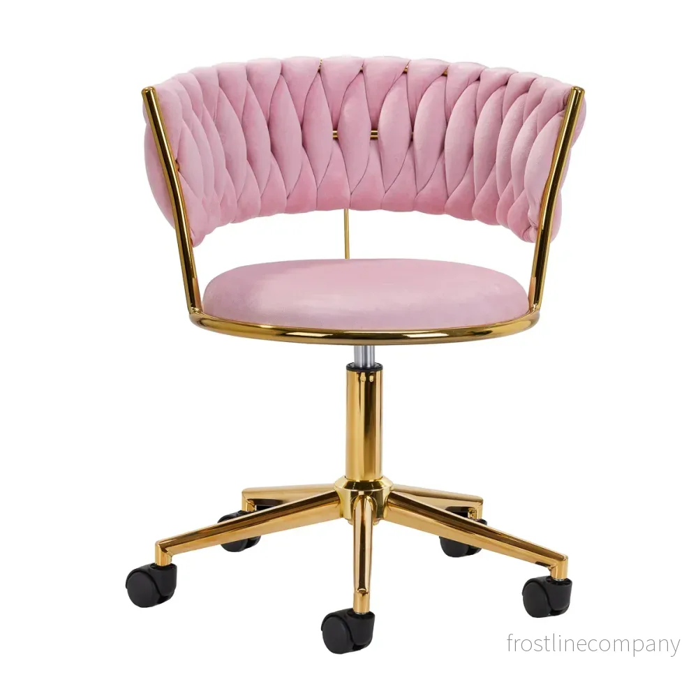 4Rico QS-GW01G Taburett med Hjul i Sammet - Rosa - Bild 2