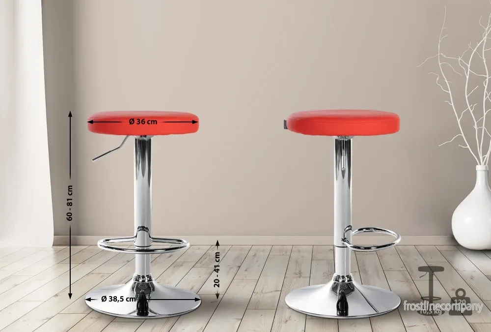 Barstol Konstläder Justerbar Vridbar 109 Röd - Bild 2