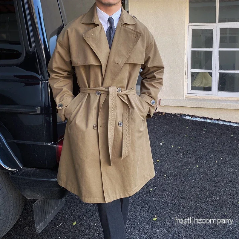 Trenchcoat Herr Mellanlång – Dubbelknäppt Lapel – 65% Bomull – 3 Färger Trenchcoat Herr Mellanlång – Dubbelknäppt Lapel – 65% Bomull – 3 Färger
