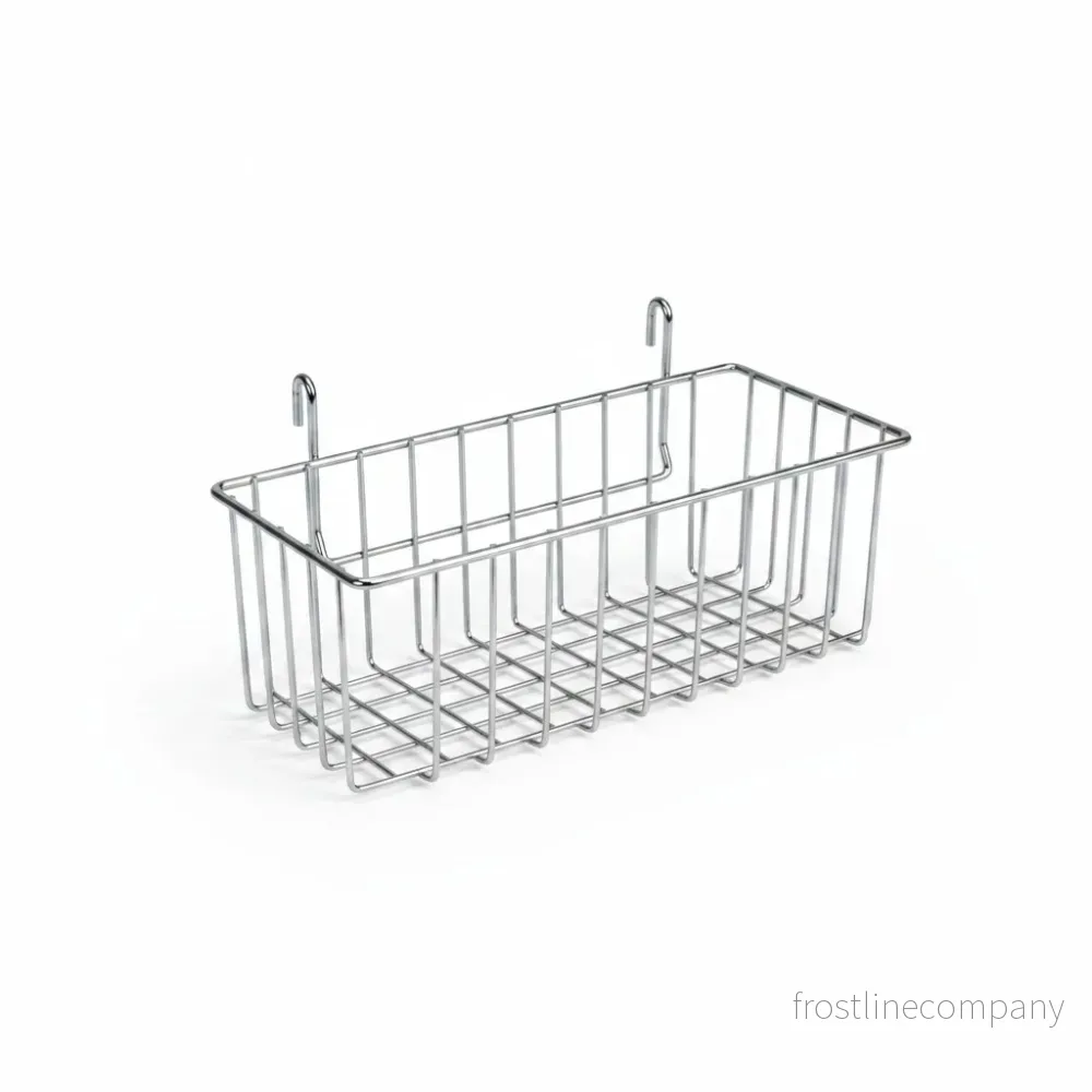 Trådkorg till galler och TUBO-hyllor – krom, B36 x D12 x H17 cm