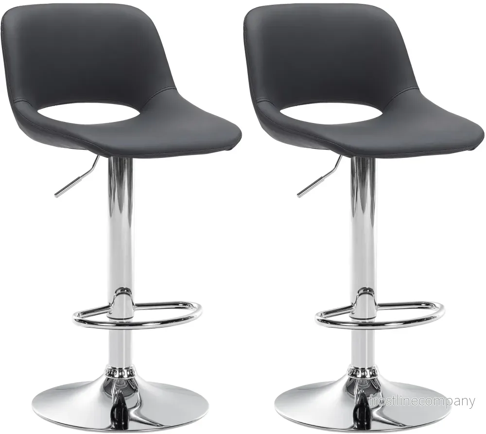 Set med 2 Barstolar med ryggstöd Konstläder Justerbar Vridbar 106 Svart Set med 2 Barstolar med ryggstöd Konstläder Justerbar Vridbar 106 Svart
