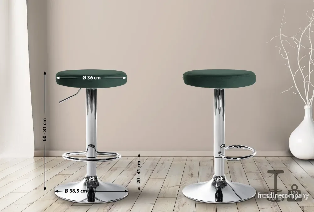 Set med 2 Barstolar Sammet Justerbar Vridbar 109 Grön - Bild 2