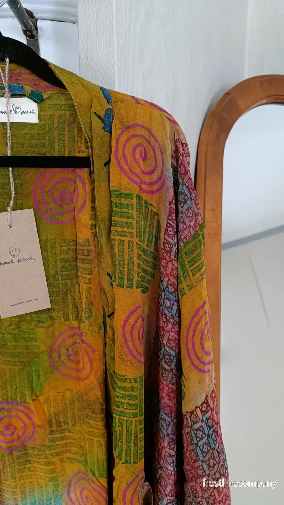 Lång kimono med fickor - vintage silke nr 5 - Bild 2