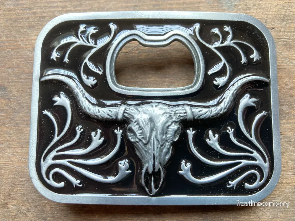 Belt Buckle Longhorn with Bottle Opener