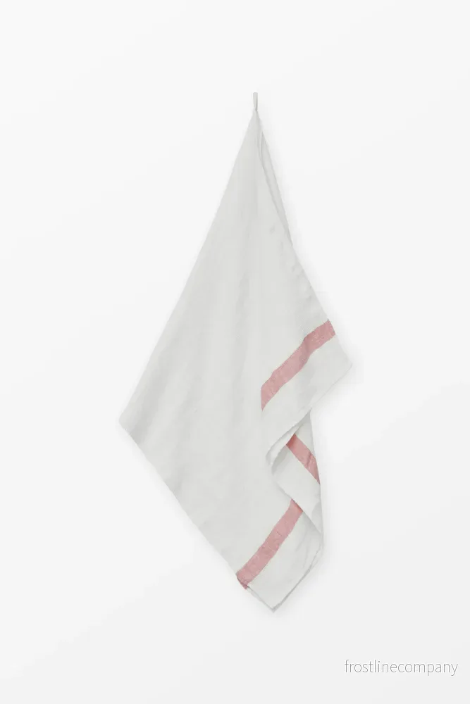 Linen waffle towel – Pink Stripe Linen waffle towel – Pink Stripe