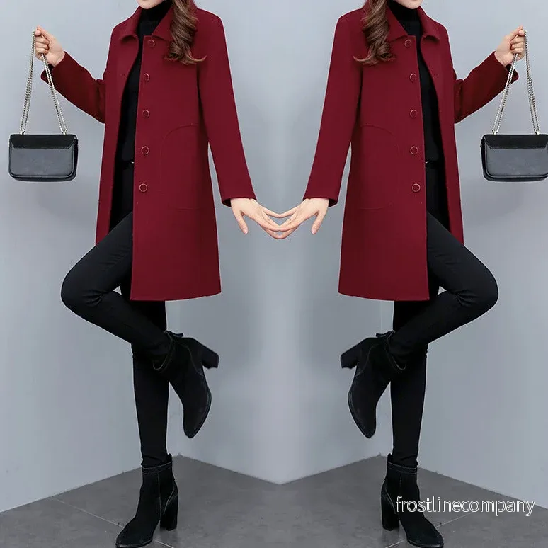 Elegant ullkappa för damer – Slim-fit höst- och vintermantel - Bild 3