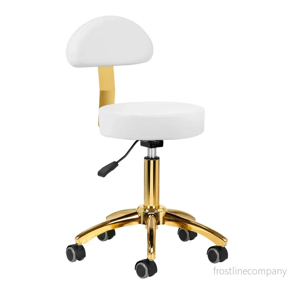 Taburett AM-304G Justerbar – Vit/Guld Taburett AM-304G Justerbar – Vit/Guld